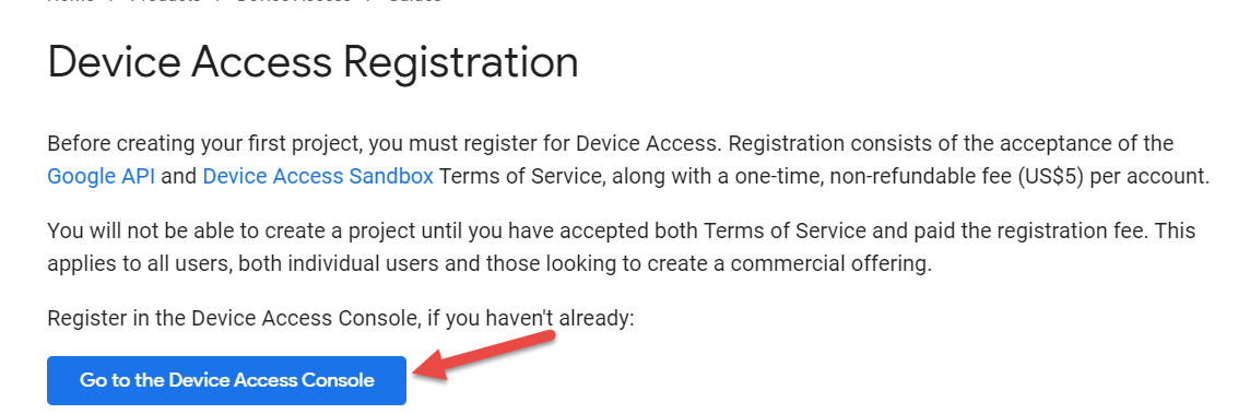 Go to device access console