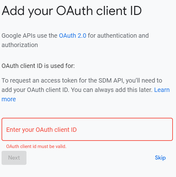 Add your OAuth client ID