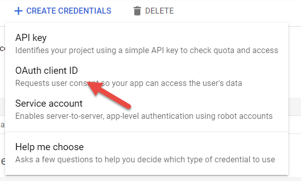 Select OAuth client ID