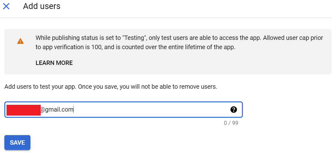 Test users setup